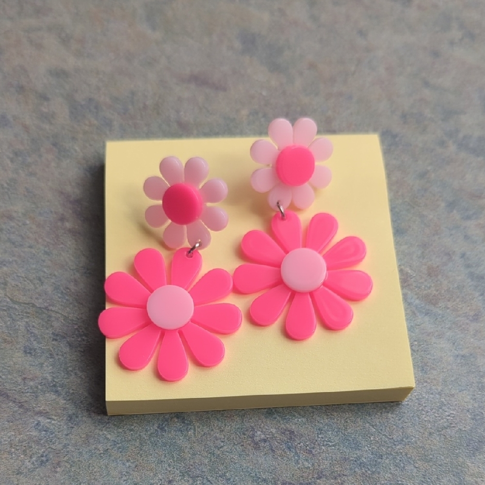 Pink Flower Earrings